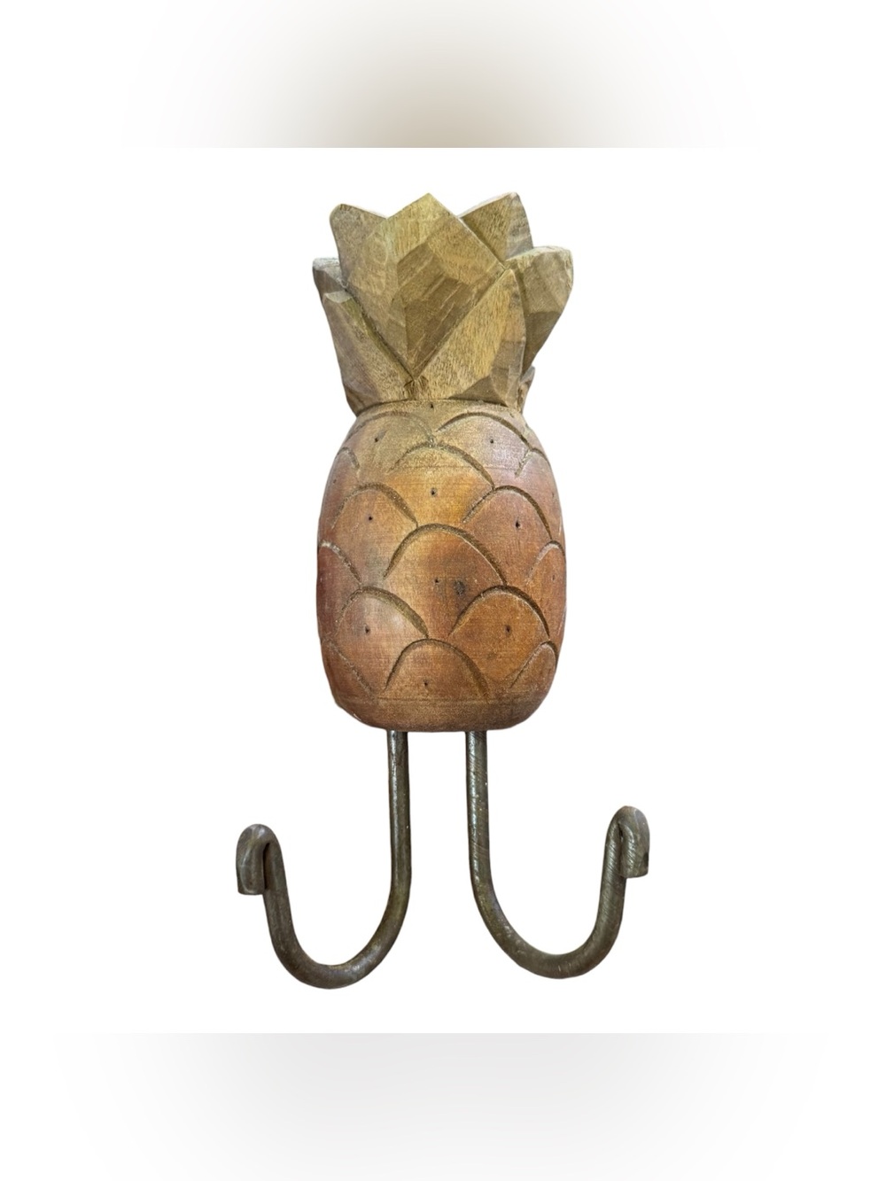 Vintage Wooden Carved Pineapple Wall Key Coat Hook